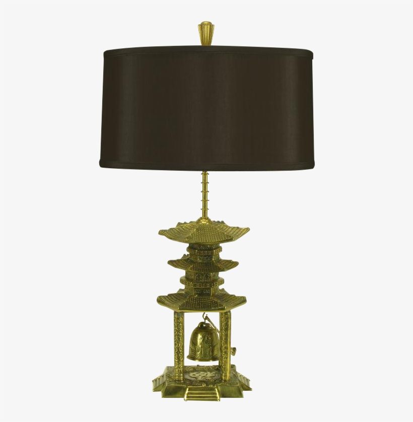Brass Pagoda Temple Table Lamp With Hanging Bell On - Pagoda, transparent png download