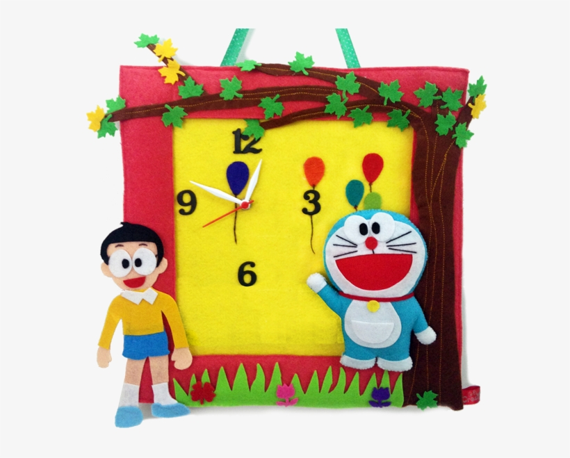 Felt 3d Doraemon With Nobita Personalised Wall Clock - Nobita Nobi, transparent png download