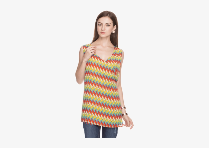 Women Slim Fit Printed Shrug - Imara Printed Women's Tunic, transparent png download