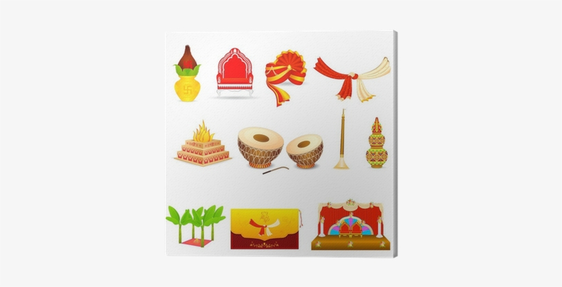 Vector Illustration Of Indian Wedding Object Canvas - Indian Wedding Clip Arts, transparent png download