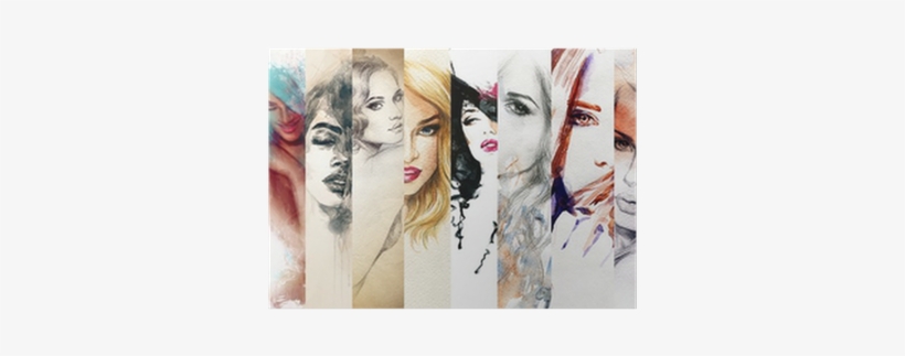 Beautiful Woman Face - Liwwing Photo Wallpaper - Watercolor Woman Faces -, transparent png download