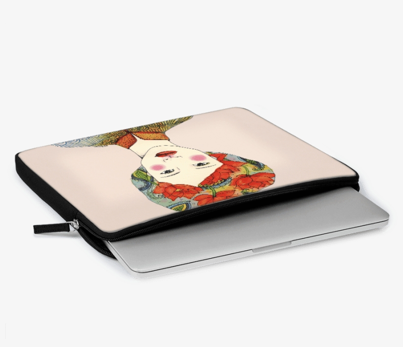 Dailyobjects Lotus Girl Ballistic Nylon Zippered Sleeve - Leather, transparent png download