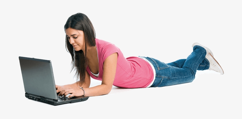 Girl On Laptop - Sitting, transparent png download