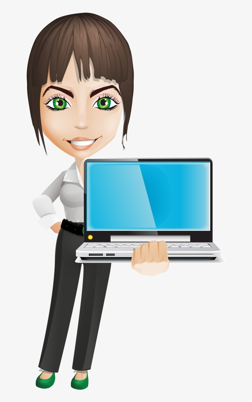 Image For Free 3d Girl Holding Laptop Clip Art - Thumb, transparent png download