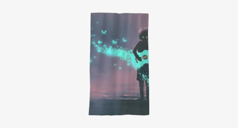 Girl Playing Guitar With A Blue Light And Glowing Butterflies,illustration - Eira Or The Soulcatcher: A Fireside Tale [book], transparent png download