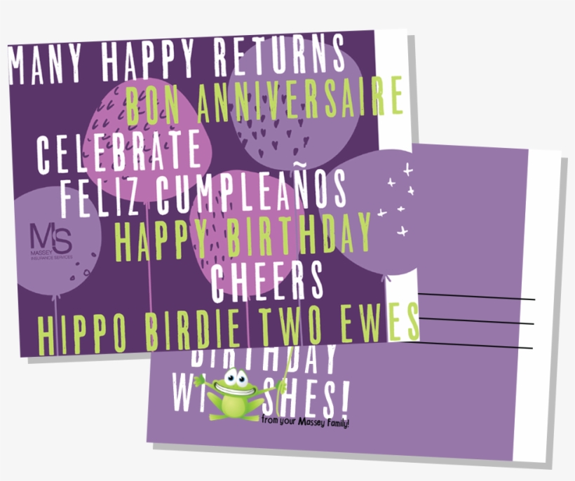 Happy Birthday Masseys Post Cards - Poster, transparent png download