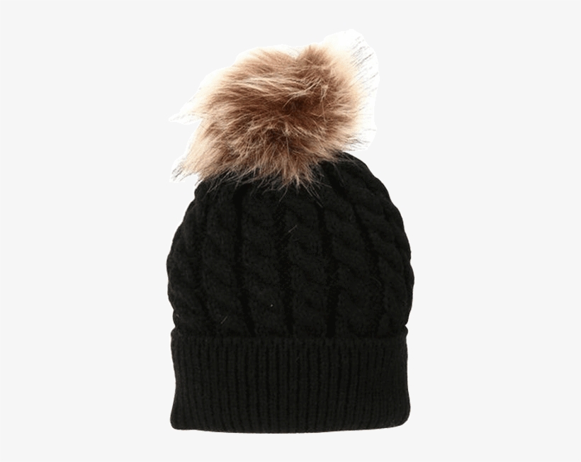 Petite Bello Hat Black / Small Fur Ball Mommy & Baby - Hot Women Mother Child Baby Warm Winter Knit Beanie, transparent png download