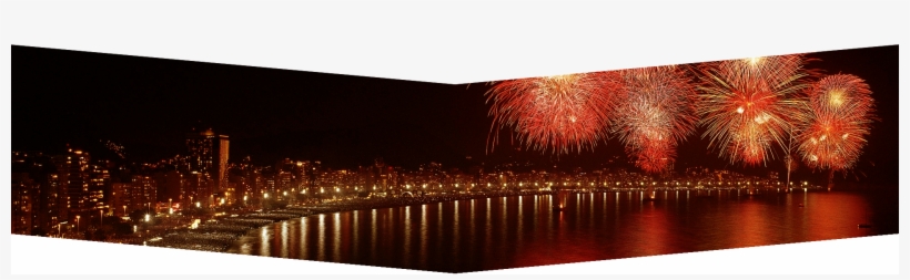 Contribute To Your Happiness Through All These Decades - Bay Crowd Sea Fireworks Night Holiday 32x24 Print Poster, transparent png download