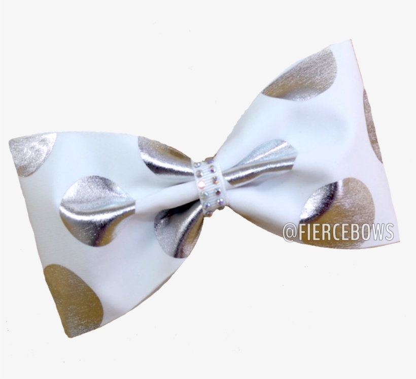 Jumbo Metallic Polka Dot Tailless Bow - White, transparent png download