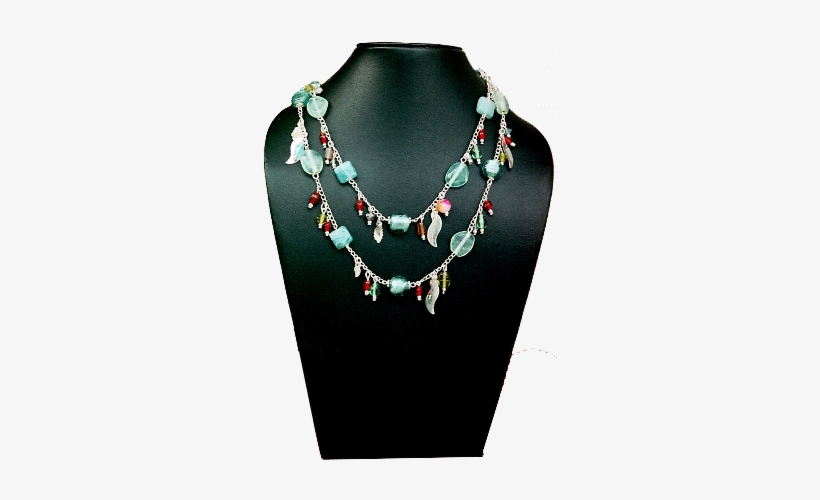 Glass Beads Charms Necklace - Chain, transparent png download