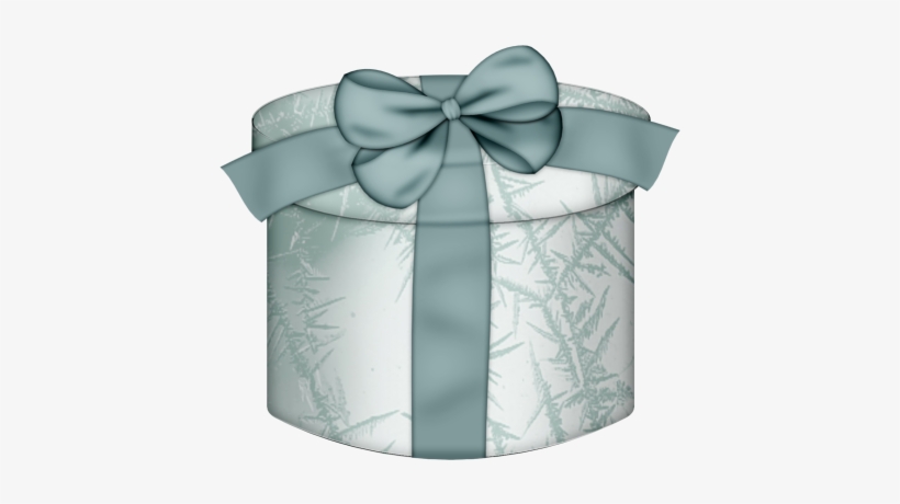 White Round Gift Box With Blue Bow Clipart - Blue Gift Clipart, transparent png download