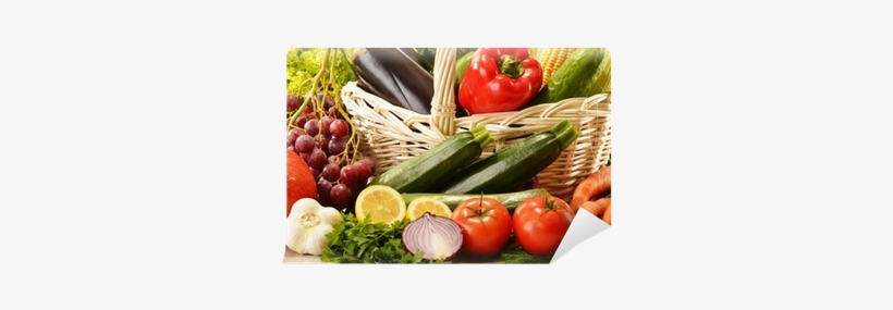 Fruits And Vegetables In Wicker Basket Wall Mural • - Vegetable, transparent png download