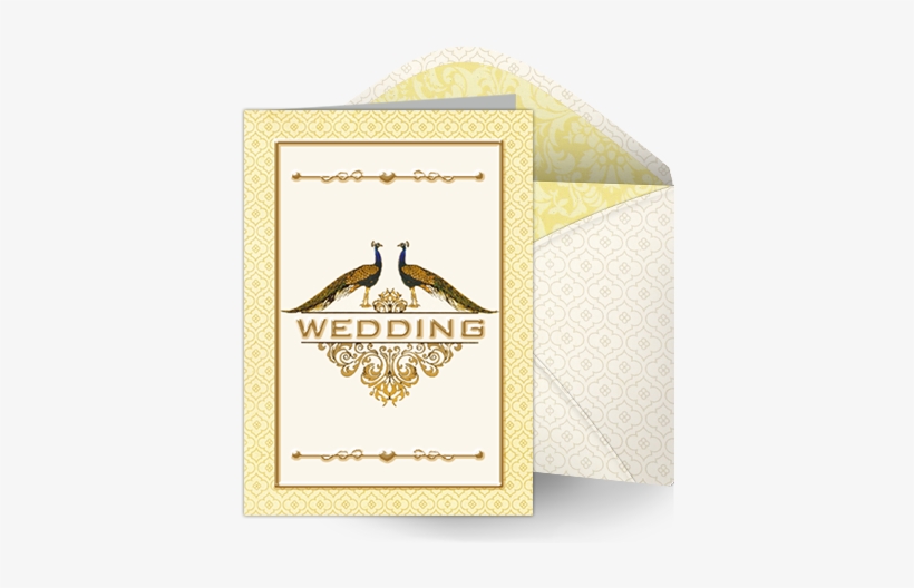 Brownish And Peacock Wedding Invitation - Wedding Invitation, transparent png download