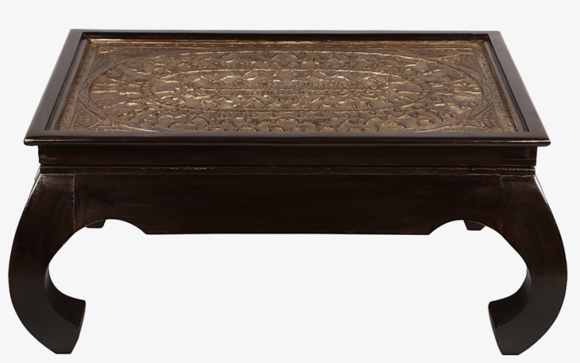 Coffee Table With Tribal Carved Design With Glass Top - Coffee Table, transparent png download