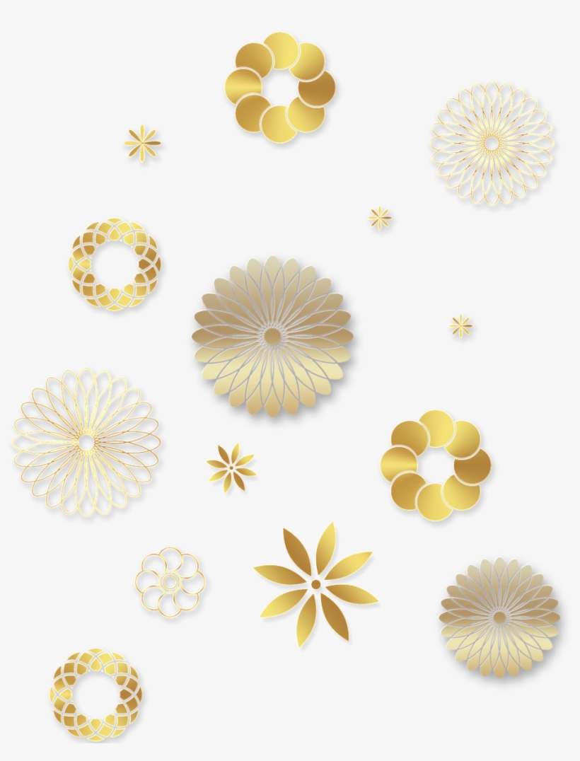 Golden Round Flower Decoration Transparent Decorative - Flower, transparent png download
