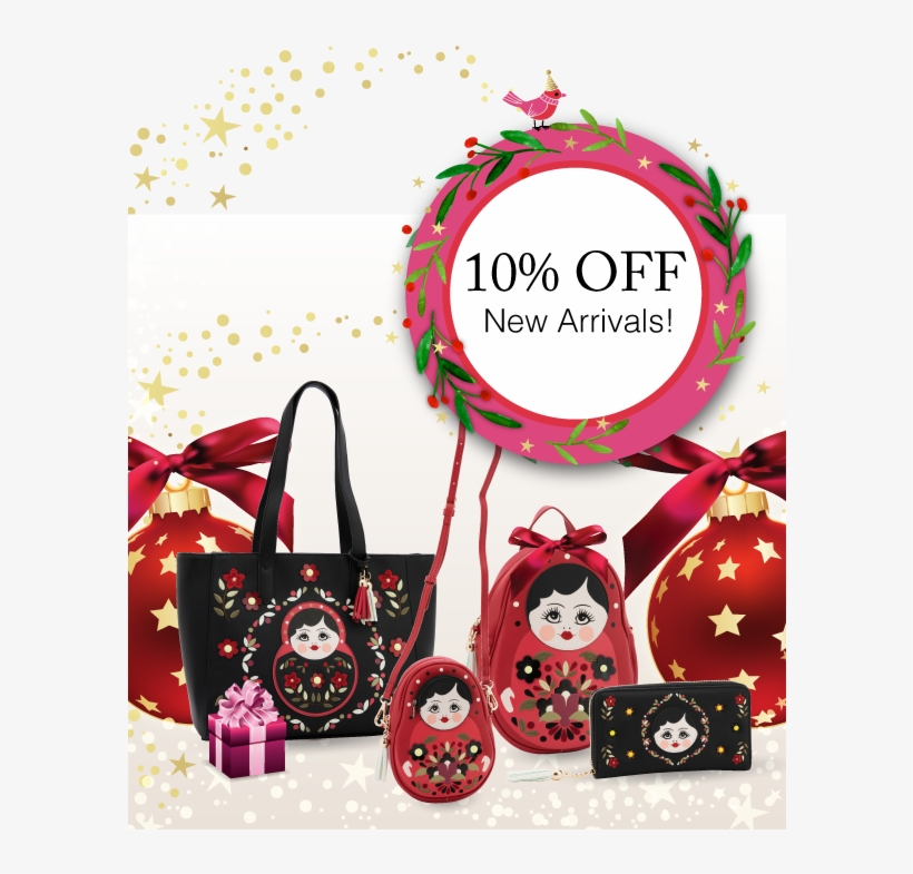 Celebrate The Magic Of Christmas With Our - Vendula Russian Dolls Black Tote Bag, transparent png download