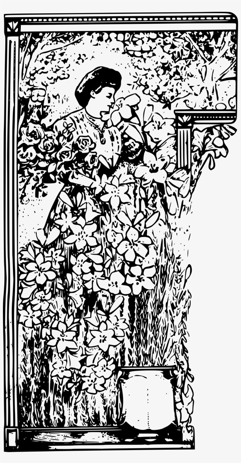 This Free Icons Png Design Of Lady And A Bunch Of Flowers, transparent png download