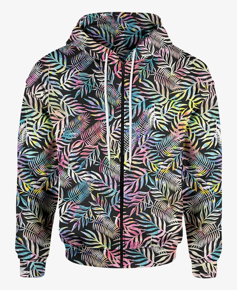 Rainbow Jungle Zip Hoodie - Clothing, transparent png download