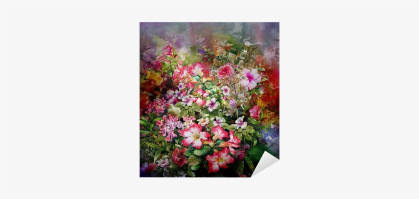 Abstract Colorful Flowers Watercolor Painting - Watercolor Painting, transparent png download