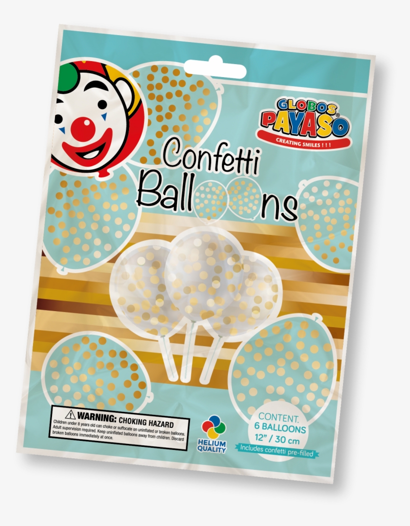 Clear Balloons With Gold Confetti - Globos Payaso, transparent png download