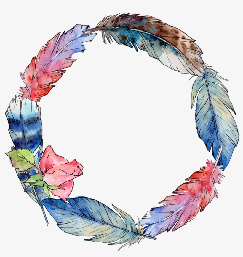 19 Feather Clip Black And White Circle Huge Freebie - Circle Feather, transparent png download