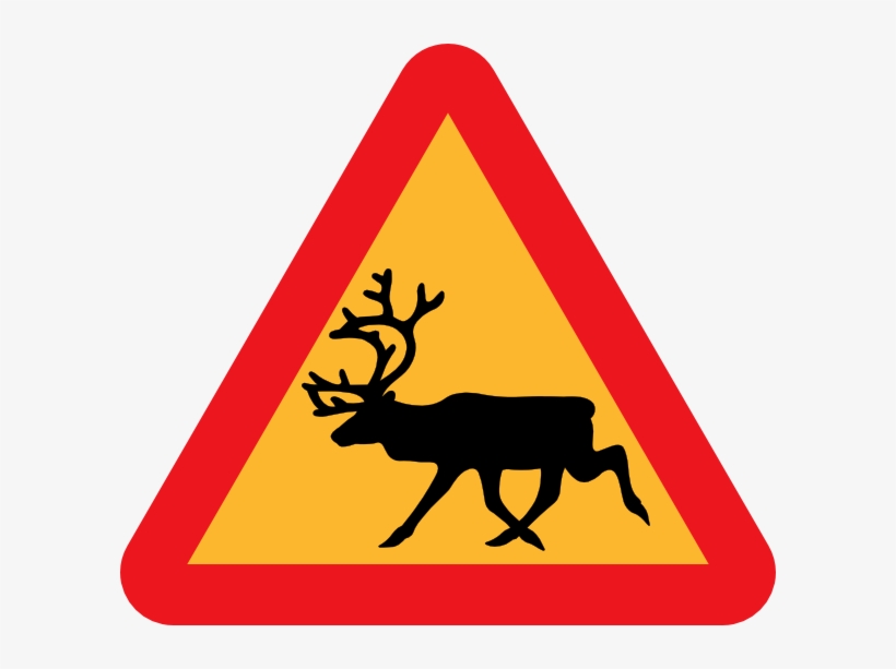 Free Vector Warning Reindeer Roadsign Clip Art, transparent png download