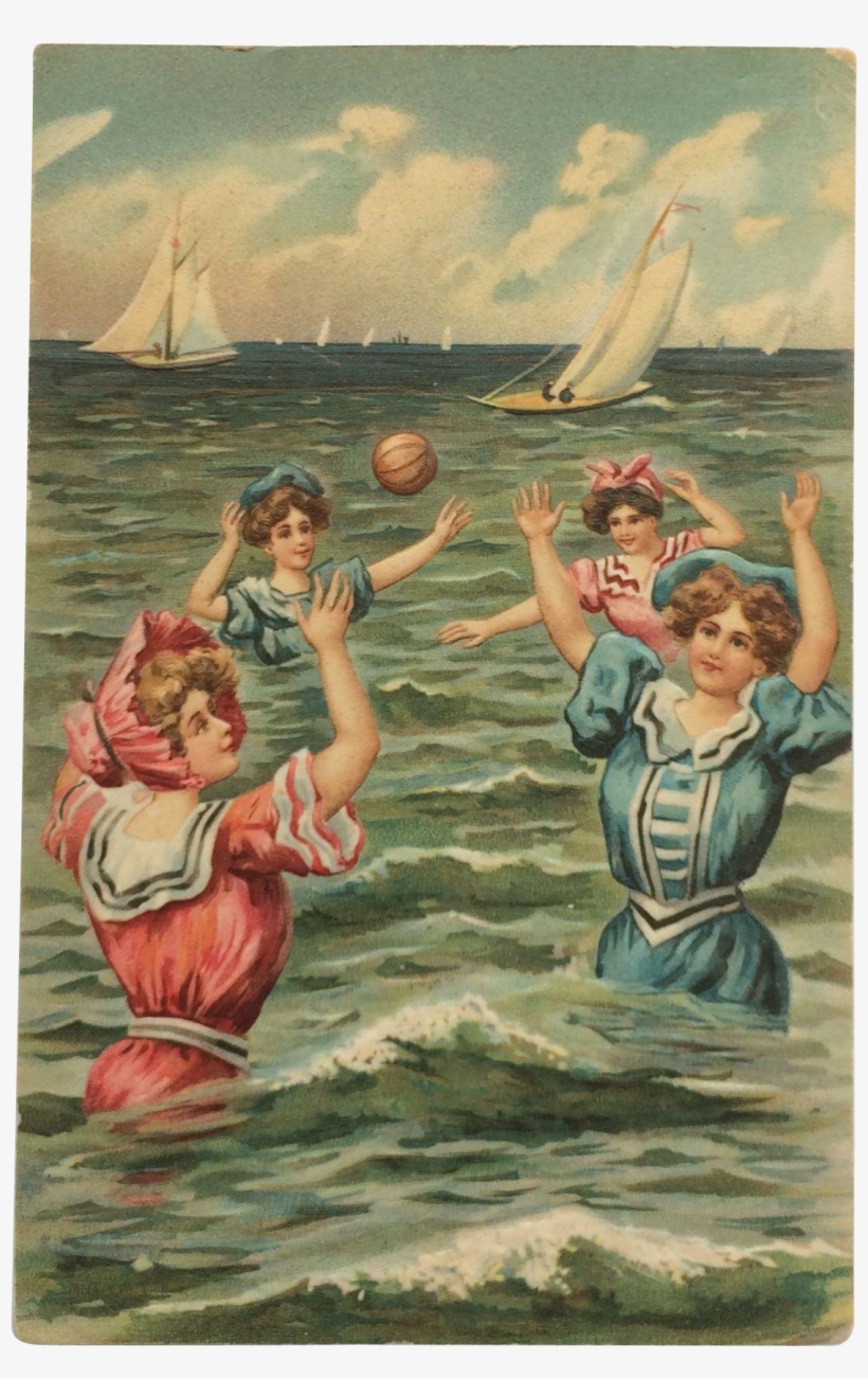 Bathing Beauties Beach Ball - Women Vintage Water Polo Prints, transparent png download