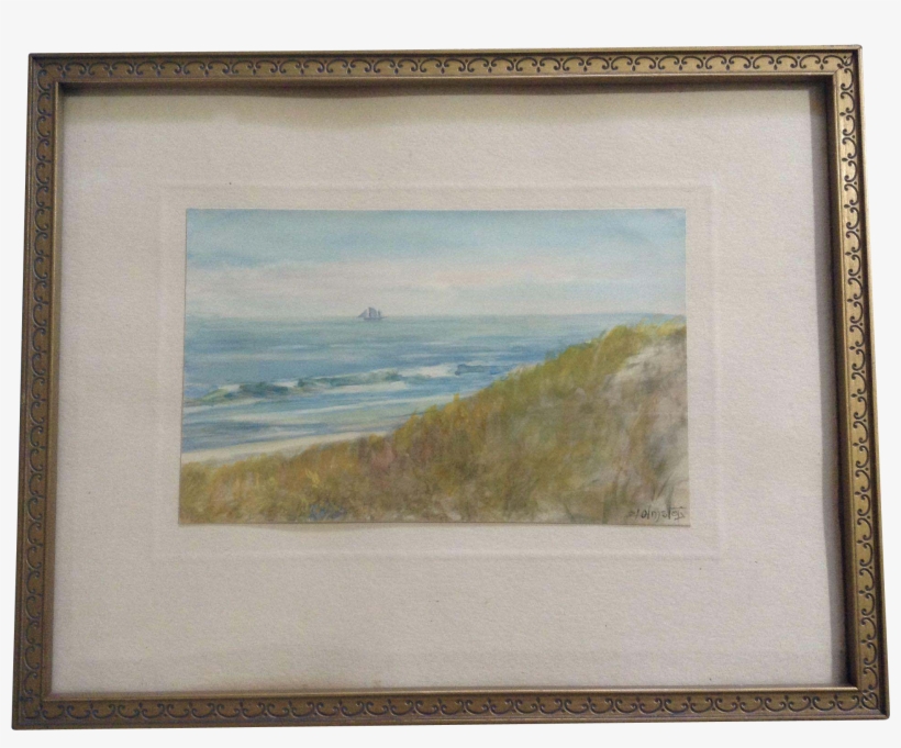 El Olmsted, Sailboat By The Coast, Small Watercolor - Picture Frame, transparent png download