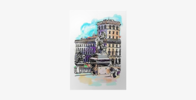 Freehand Watercolor Travel Card From Rome Italy, Old - Rome, transparent png download
