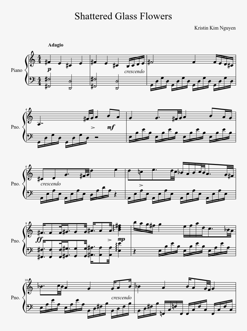 Shattered Glass Flowers Sheet Music Composed By Kristin - Grade 2 Piano Sight Reading, transparent png download