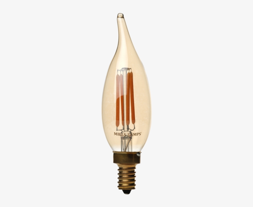 Led Candelabra Bulb, 2 Watt, 40w Equivalent, Bent Flame - Arcadia Lighting Arcadia 2w Led Filament Flame Tip, transparent png download