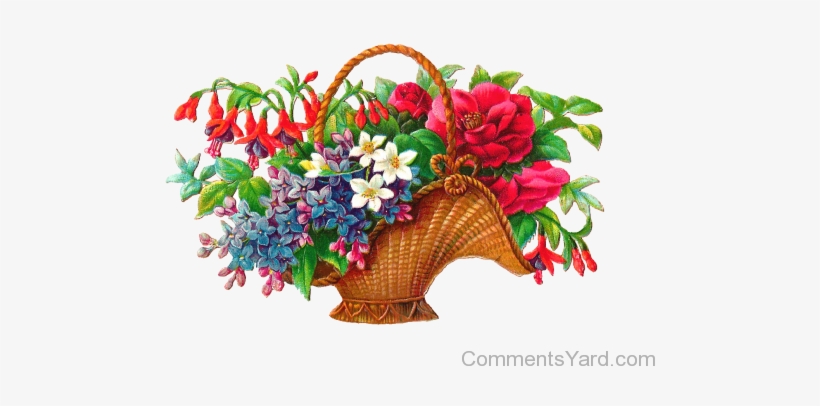 Basket Full Of Flowers, transparent png download