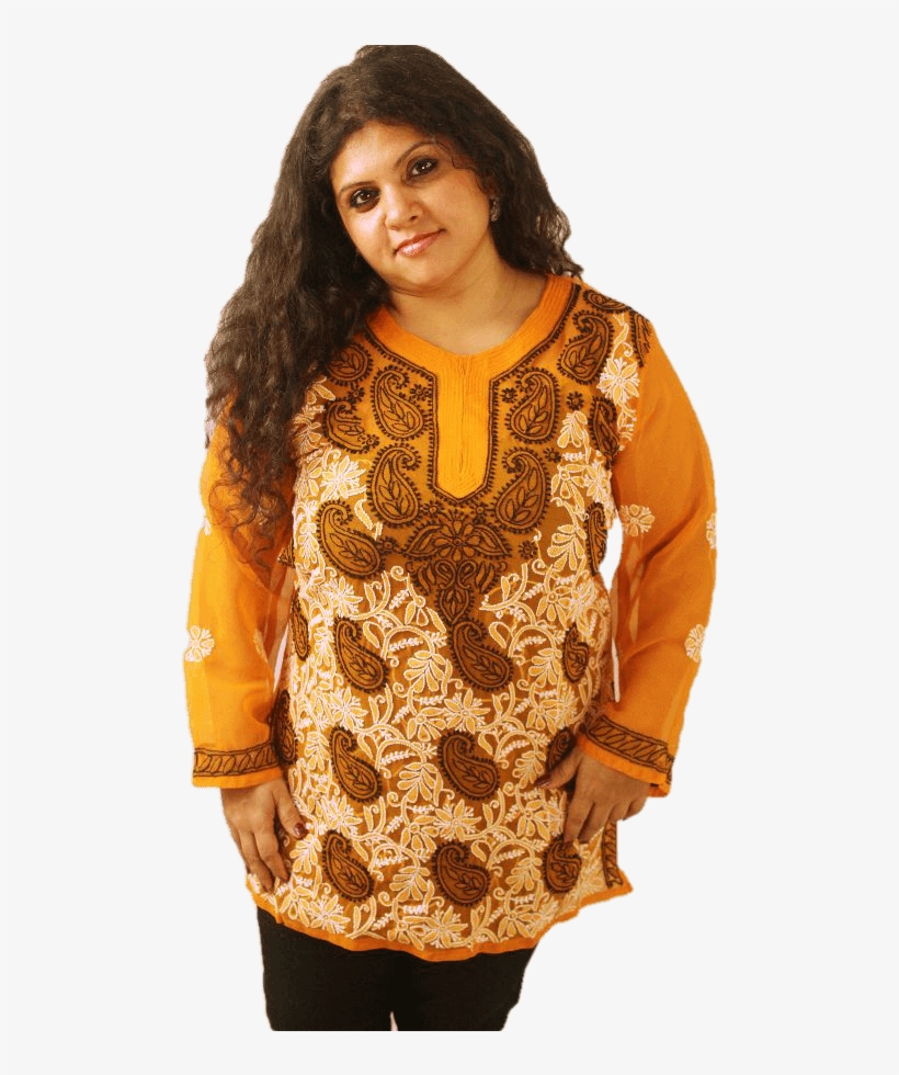 Lucknowi Short Kurti With Front Embroidery - Lucknow, transparent png download