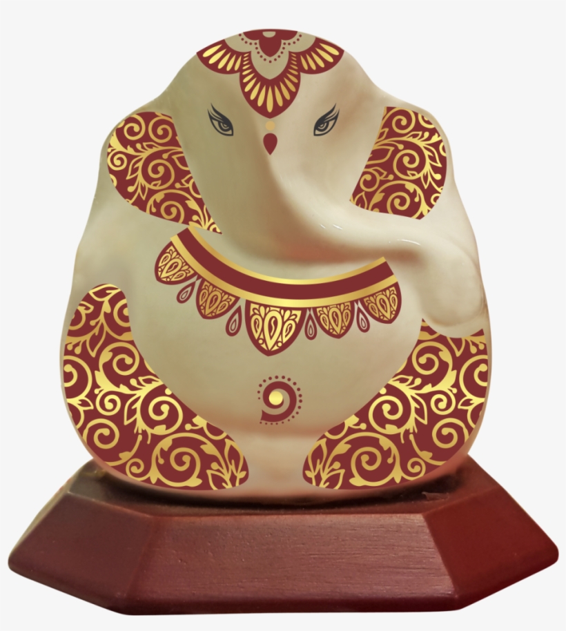Diviniti Handcrafted Ceramic Off White And Red Ganesha - Ceramic, transparent png download