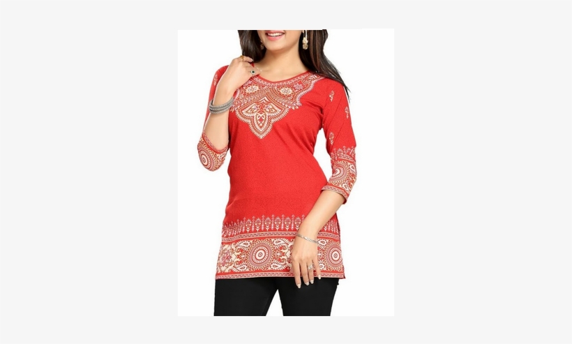Women Floral Print Straight Kurti 54a200kred - Kurti Top, transparent png download