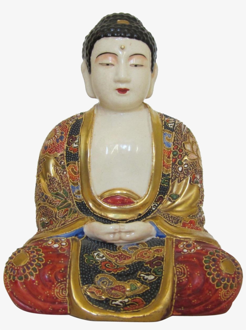 Antique Kinkozan Moriage Satsuma Japanese Meditating - Gautama Buddha, transparent png download