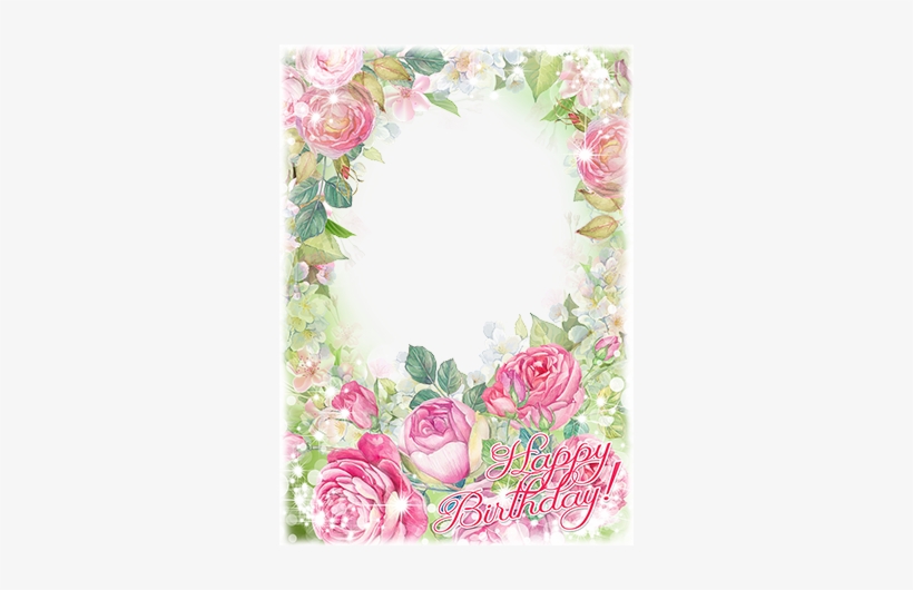 Vintage Style - Happy Birthday Pink Floral Frame, transparent png download