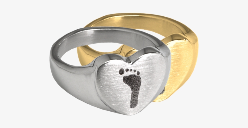 Kin & Pebble - Bold Heart Footprint Ring, transparent png download