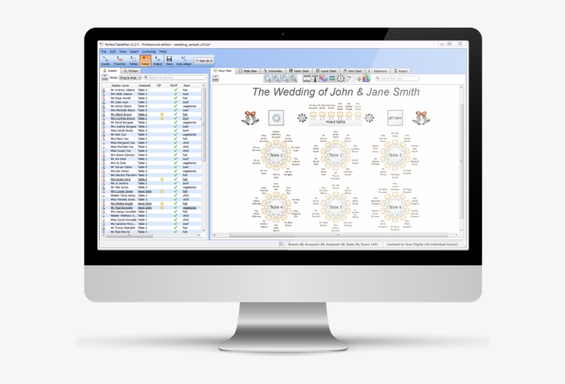 Creating Wedding Reception Table Plans - Wedding Table Distribution Excel, transparent png download