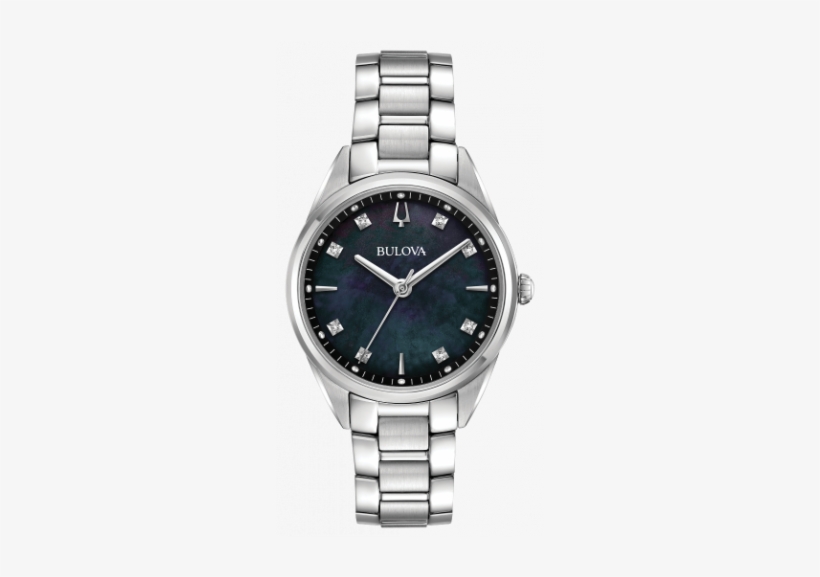 Bulova Ladies' Sutton Stainless Steel Watch With Black - Bulova Gold Watch Black Face, transparent png download