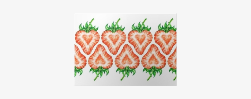 Seamless Watercolor Frame Border - Art Print: Margaritash's Strawberry Love. Water Color, transparent png download