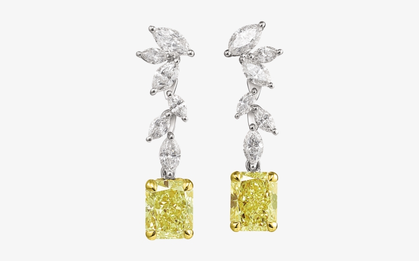 Fancy Light Yellow Radiant Cut Diamond Earrings - Library, transparent png download