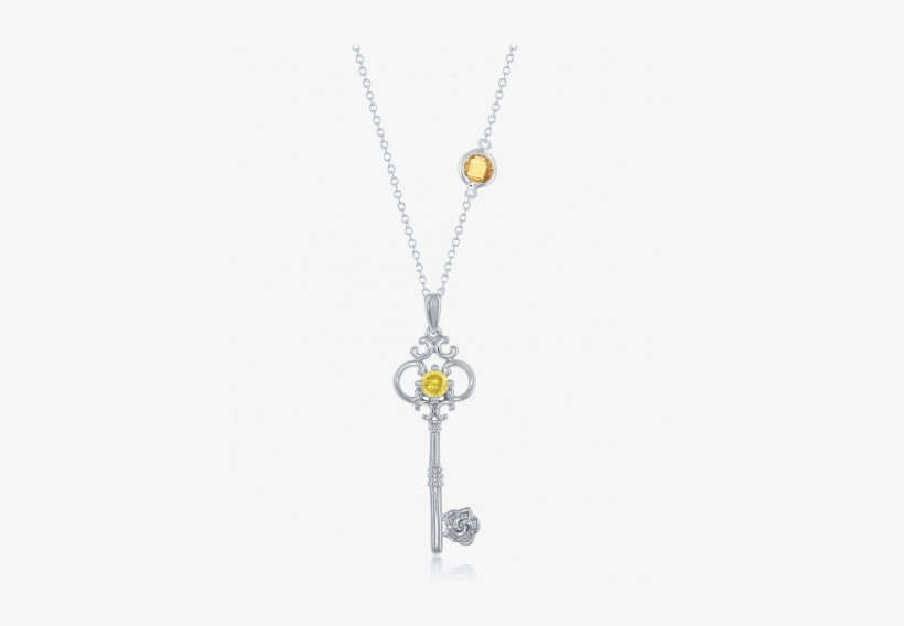 Enchanted Disney Key Pendant With 2 Stone Genuine Round - Enchanted Disney Belle's Key Citrine And Sterling Silver, transparent png download