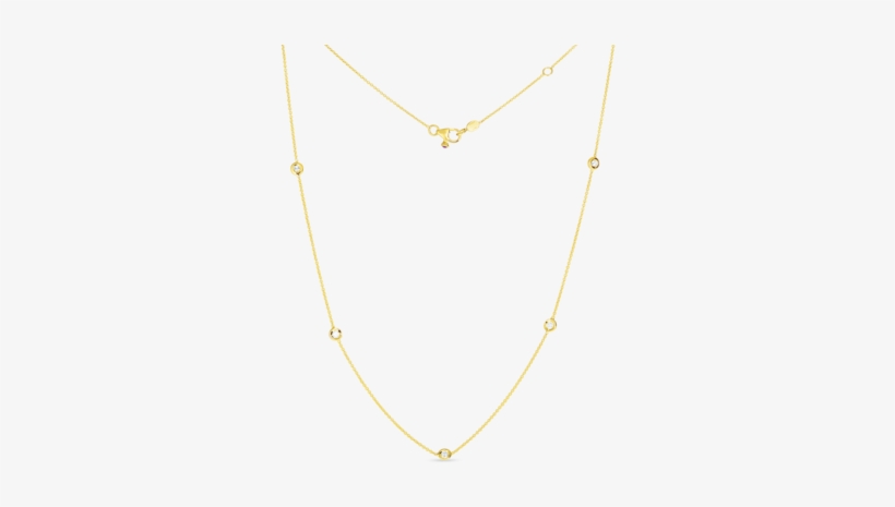 00 18k Yellow Gold Five Diamond Station Necklace - Jewellery, transparent png download