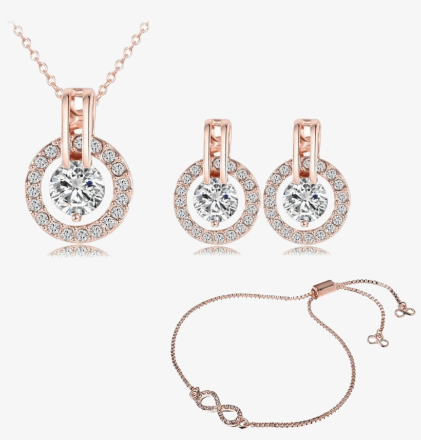 Jeminee Jewellery Simple Rose Gold Gift Set - 18k Rose Gold Plated Necklace/earring Sets, transparent png download