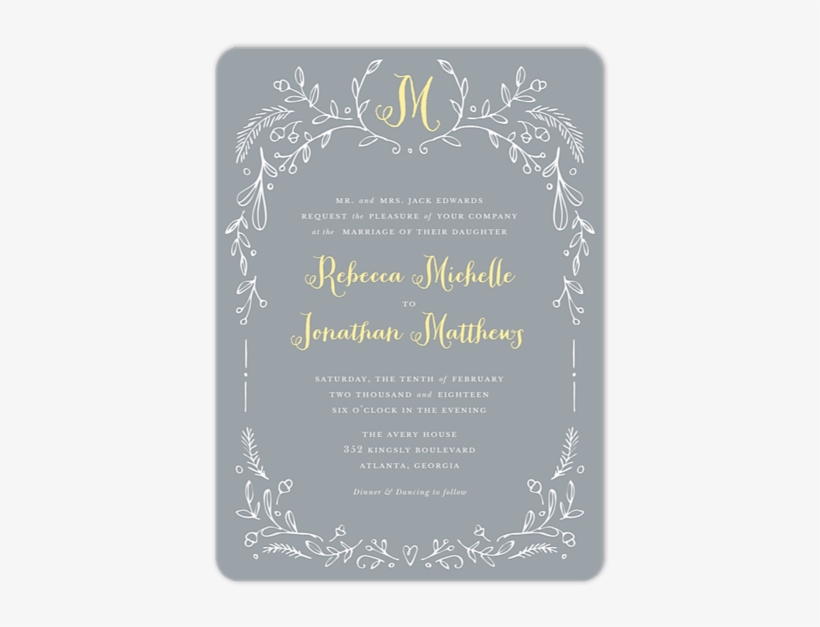 Woodland Border Wedding Invitation - Wedding Invitation, transparent png download