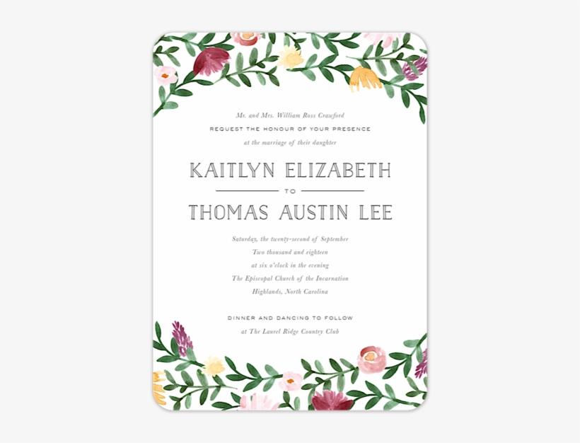 Woven Garland Invitation - Wedding Invitation, transparent png download
