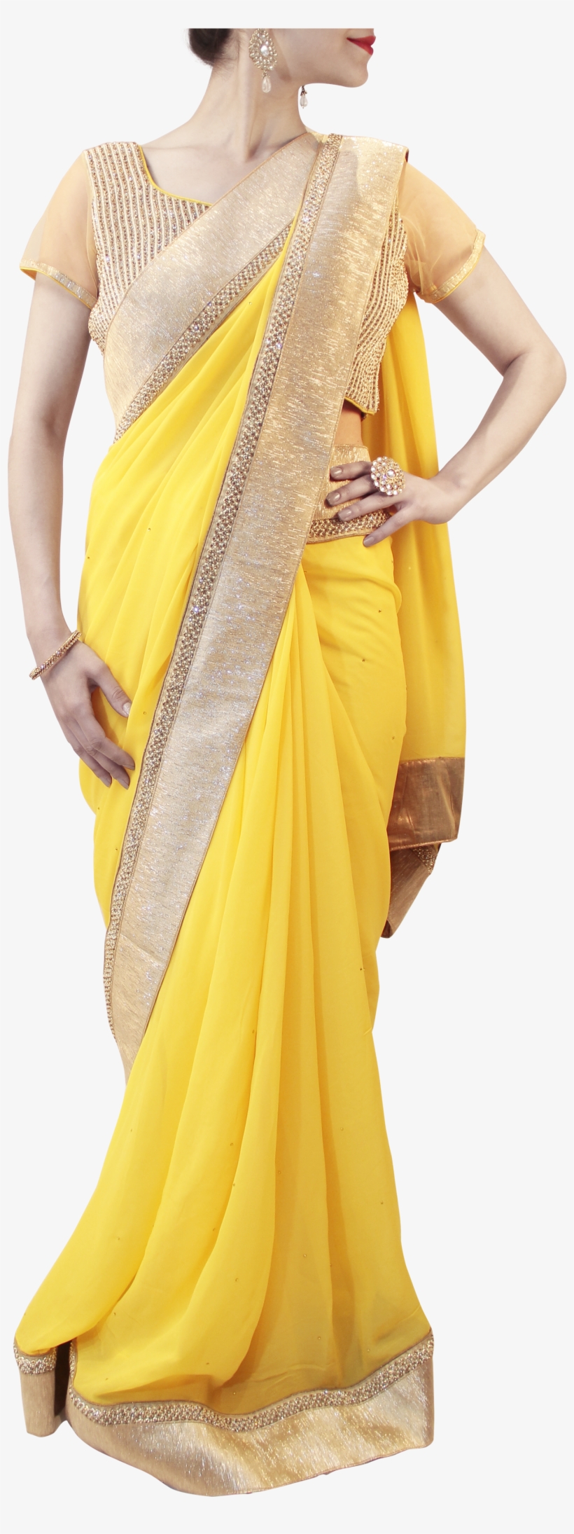 Yellow Saree - Photo Shoot, transparent png download