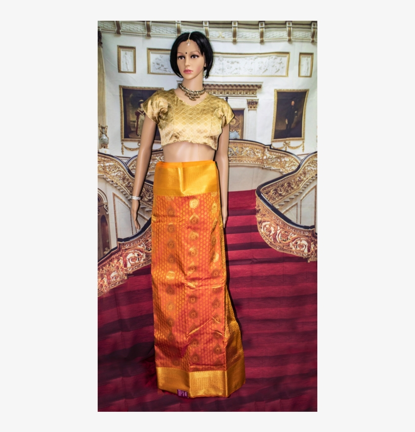 Yellow Orange Mixed Pure Silk Saree Elegant Look With - Mighty Tronics 5x7 Ft Living Room Photo Backgrounds, transparent png download