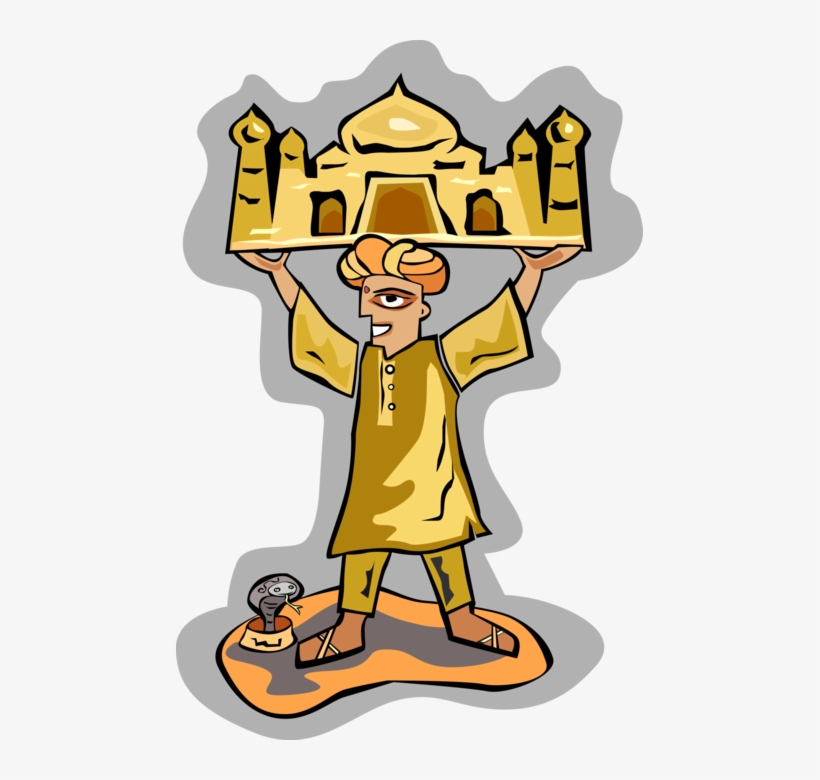 Vector Illustration Of East Indian Holds Taj Mahal - Illustration, transparent png download